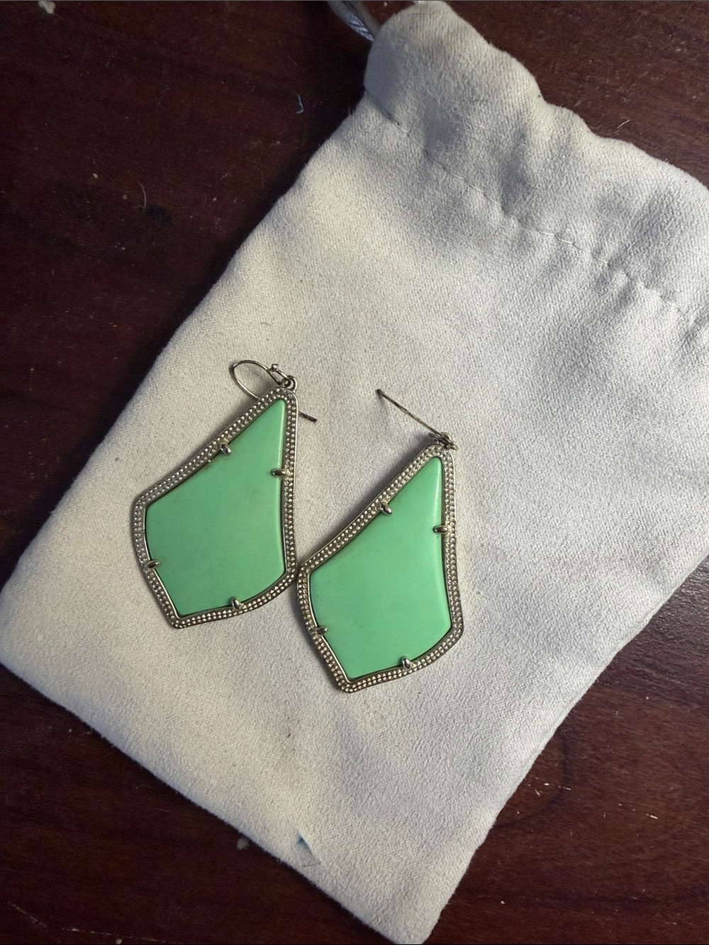 Kendra Scott Mint Green Geometric Drop Earrings